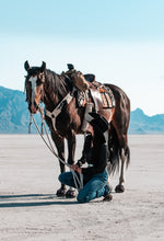 Load image into Gallery viewer, Elk or Bear Silhouette Mohair Breast Collar and Cinch