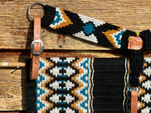 Load image into Gallery viewer, Teal/Sunflower Yellow Wool Blanket &amp; Mohair Breast Collar