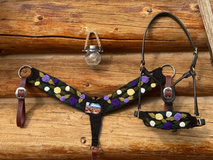 Purple/Lavender Rose Mohair Breast Collar