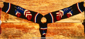 American Flag Feather Mohair Breast Collar