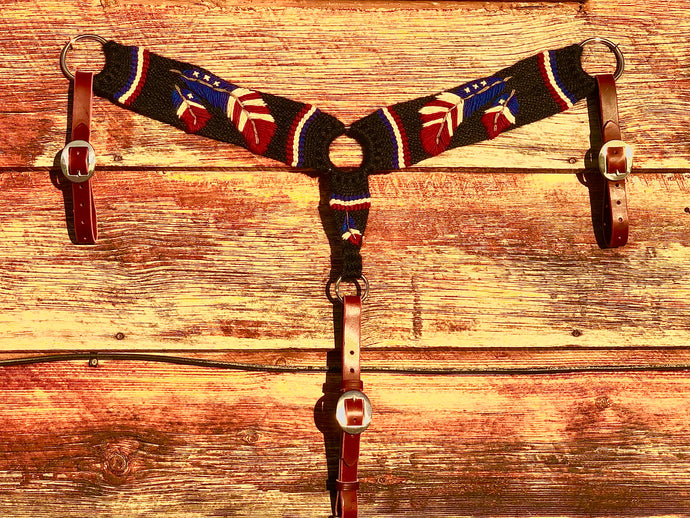 American Flag Feather Mohair Breast Collar