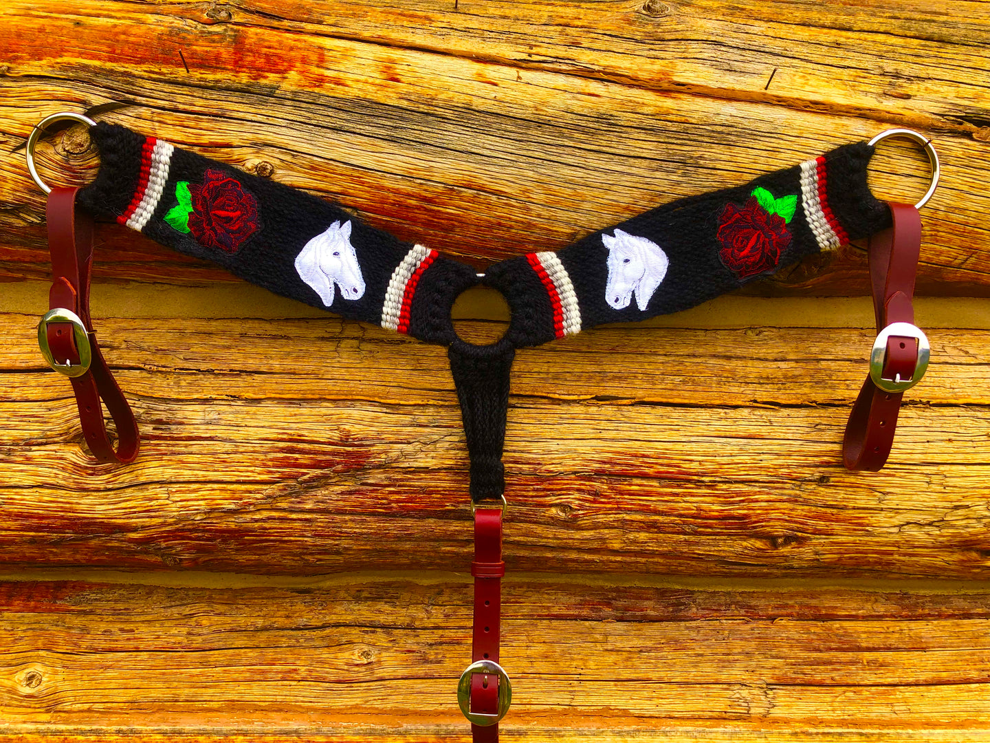 Horse and Rose Mohair Breast Collar