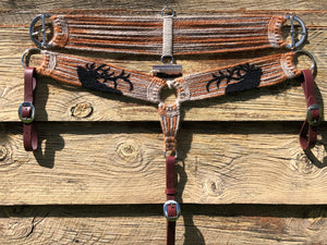 Elk Silhouette Mohair Breast Collar and Cinch